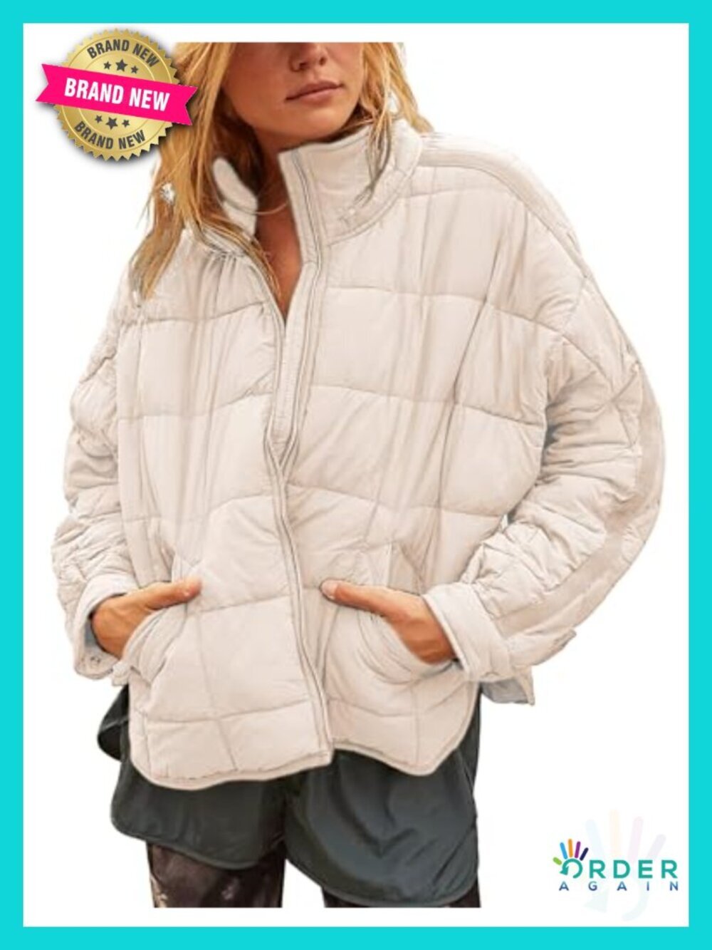 Lightweight Quilted Puffer Jacket Zip Up Padded Coat with Pockets